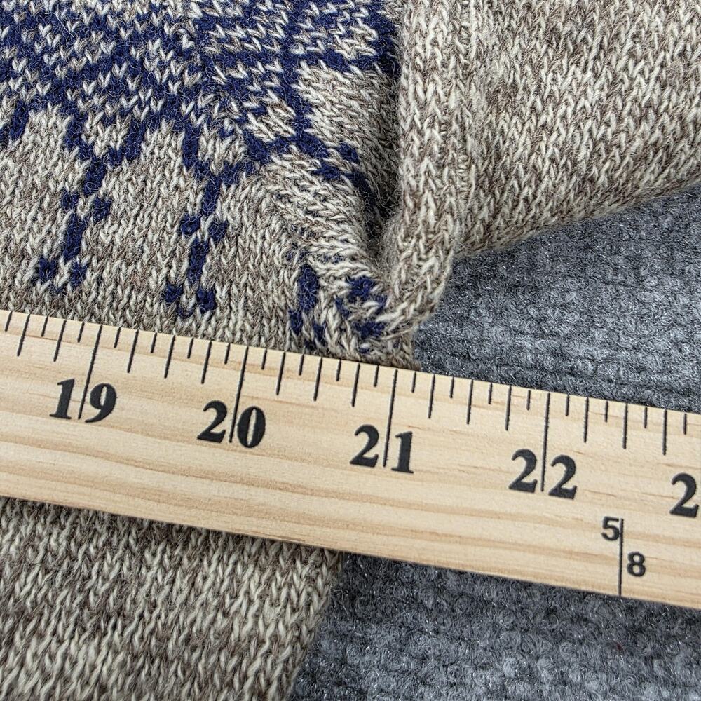 Vintage Cabelas Sweater Mens Large Beige Fair Isle Wool Mock Neck 1/4 Zip Ski - Picture 6 of 16